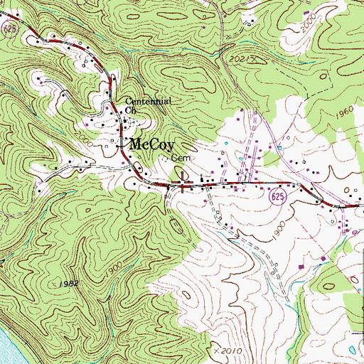 Topographic Map of McCoy Post Office, VA