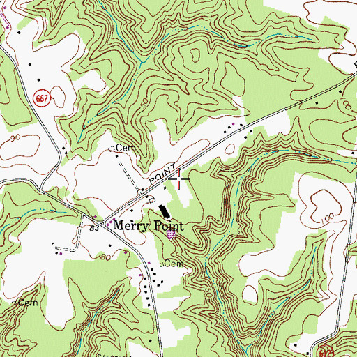 Topographic Map of Merry Point Post Office, VA