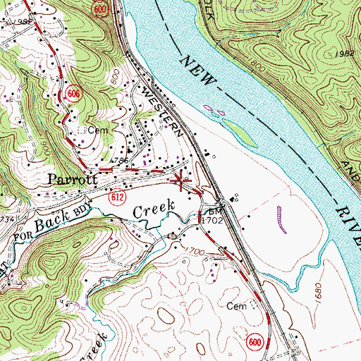 Topographic Map of Parrott Post Office, VA