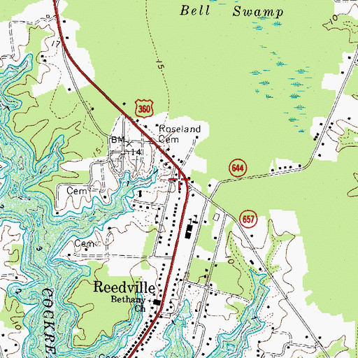 Topographic Map of Reedville Post Office, VA