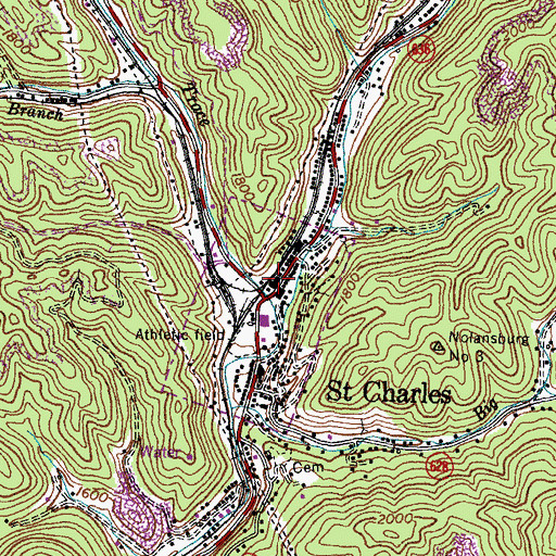 Topographic Map of Saint Charles Post Office, VA