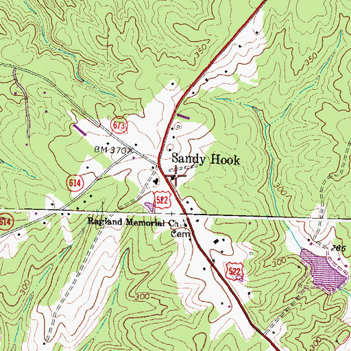 Topographic Map of Sandy Hook Post Office, VA