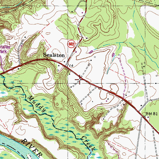 Topographic Map of Sealston Post Office, VA