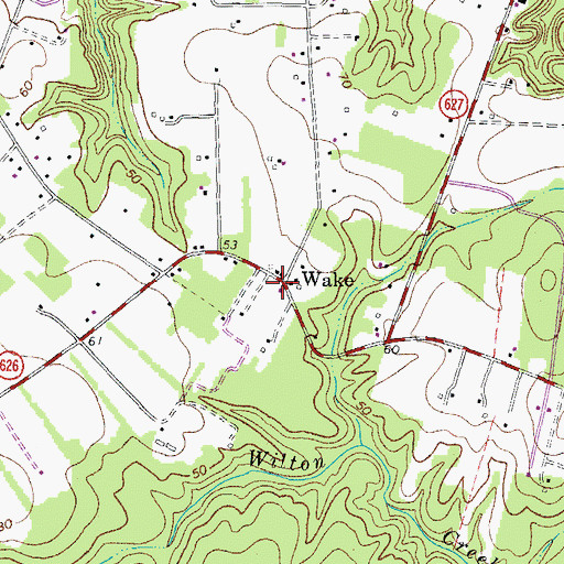 Topographic Map of Wake Post Office, VA