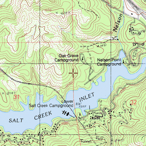Topographic Map of Oak Grove Campground, CA