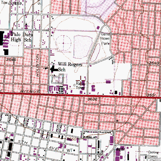 Topographic Map of Amarillo Post Office North Station, TX