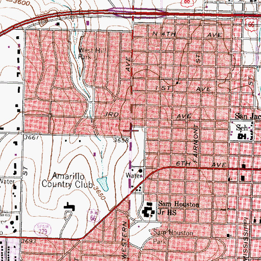 Topographic Map of Amarillo Post Office San Jacinto Station, TX