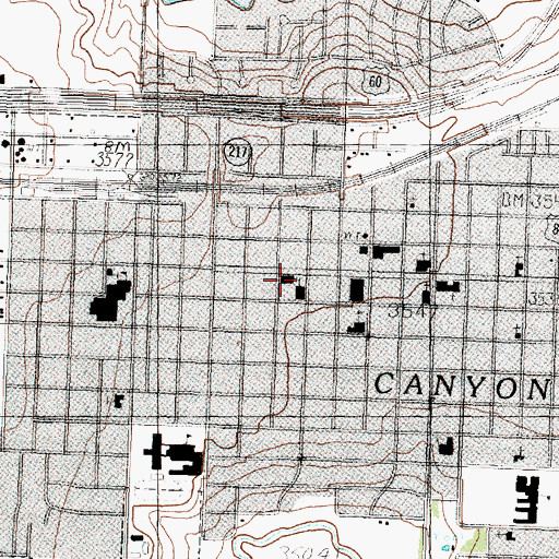 Topographic Map of Canyon Post Office, TX