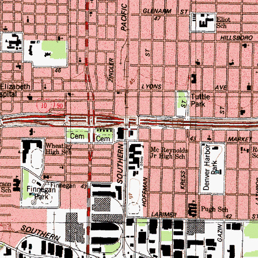 Topographic Map of Denver Harbor Post Office, TX