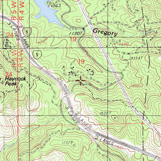 Topographic Map of Cascade Cove Resort, CA