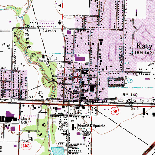Topographic Map of Katy Finance Post Office, TX
