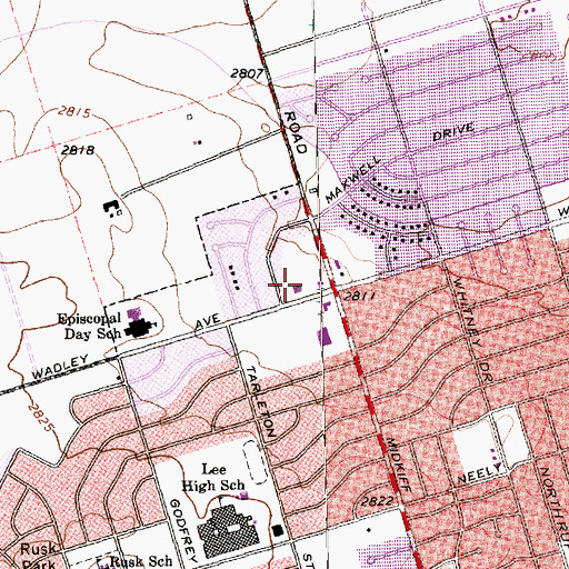 Topographic Map of Midland Post Office Graves Station, TX