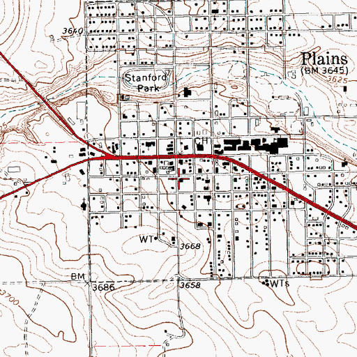 Topographic Map of Plains Post Office, TX
