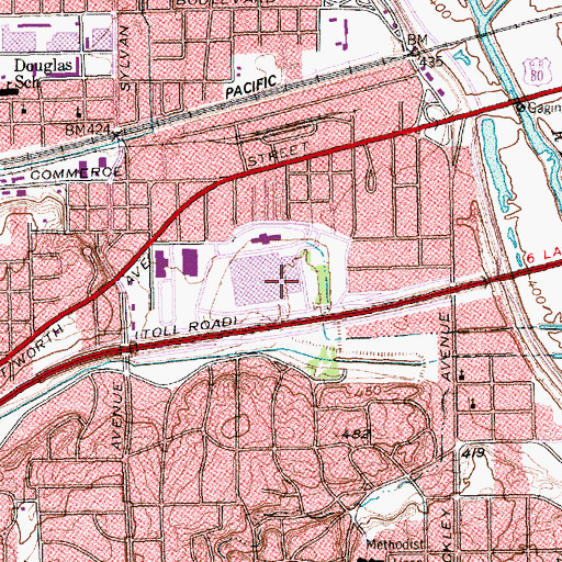 Topographic Map of Dallas Post Office, TX