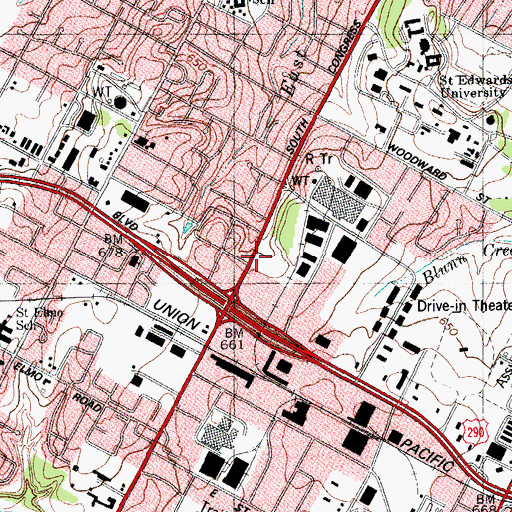 Topographic Map of Austin Post Office South Congress Station, TX