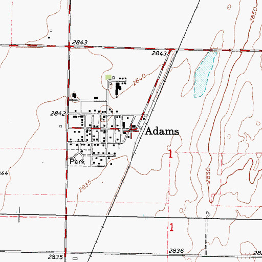 Topographic Map of Adams Post Office, OK