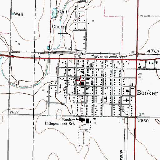 Topographic Map of Booker Fire Department, TX
