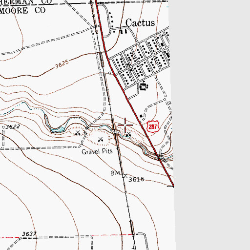 Topographic Map of Cactus Fire Department, TX