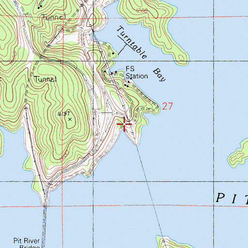 Topographic Map of Turntable Forest Service Facility, CA