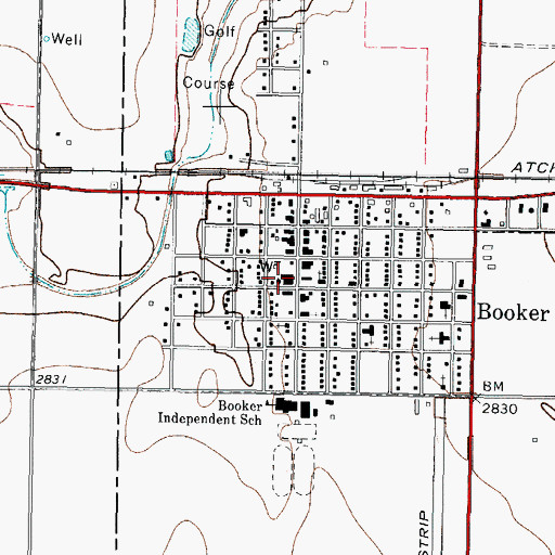 Topographic Map of Booker Police Department, TX