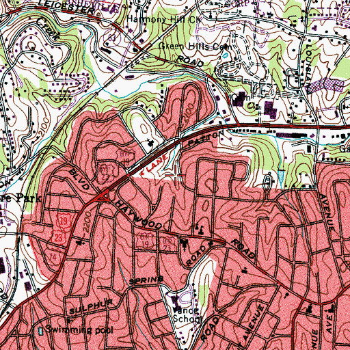 Topographic Map of West Asheville Post Office, NC