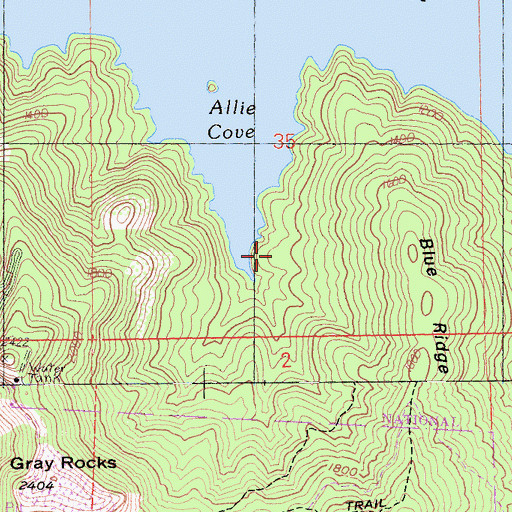 Topographic Map of Allie Cove Campground, CA