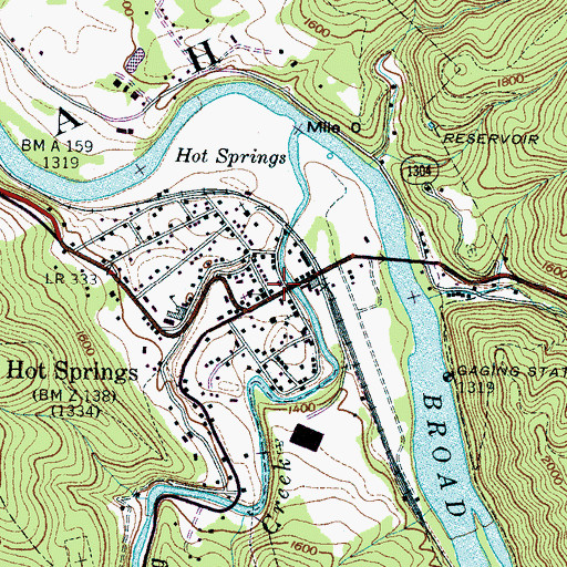 Topographic Map of Hot Springs Post Office, NC