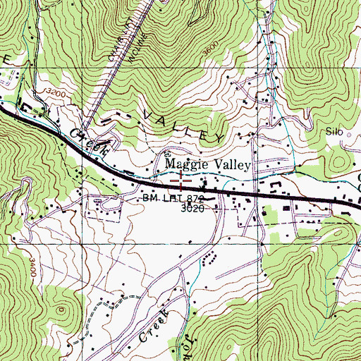 Topographic Map of Maggie Valley Post Office, NC