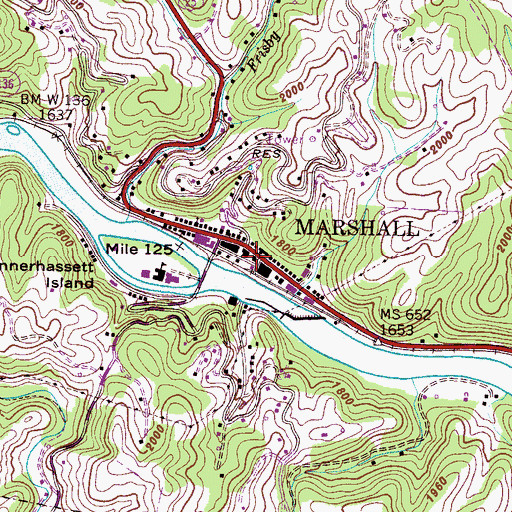 Topographic Map of Marshall Post Office, NC