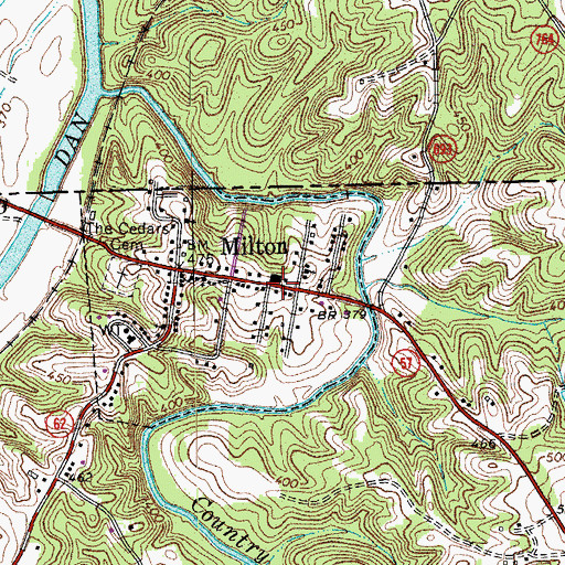 Topographic Map of Milton Post Office, NC