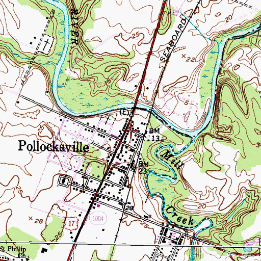 Topographic Map of Pollocksville Post Office, NC