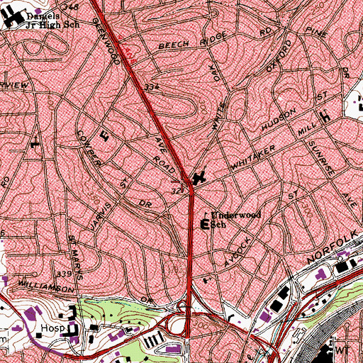 Topographic Map of Five Points Post Office, NC