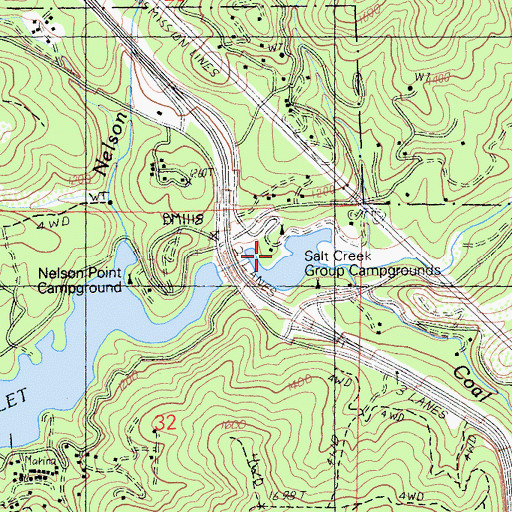 Topographic Map of Upper Salt Creek Campground, CA