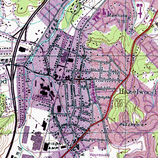 Topographic Map of Hazelwood Post Office, NC