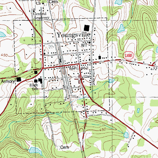 Topographic Map of Youngsville Post Office, NC