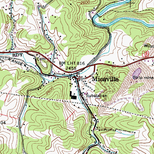 Topographic Map of Micaville Post Office, NC