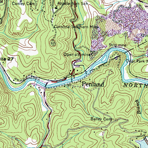 Topographic Map of Penland Post Office, NC