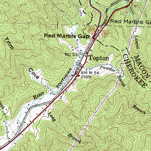 Topographic Map of Topton Post Office, NC