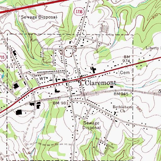 Topographic Map of Claremont City Police Department, NC