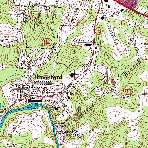 Topographic Map of Brookford Police Department, NC