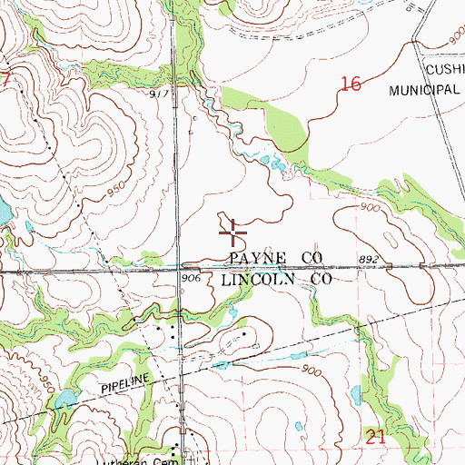 Topographic Map of Cimarron Correctional Facility, OK