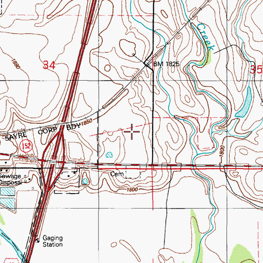 Topographic Map of North Fork Correctional Facility, OK