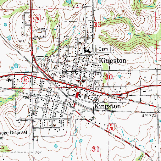 Topographic Map of Kingston Police Department, OK