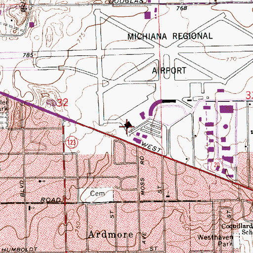 Topographic Map of Saint Joseph County Sheriff's Office, IN