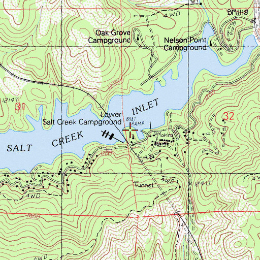 Topographic Map of Lower Salt Creek Campground, CA
