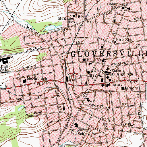 Topographic Map of Gloversville Police Department, NY