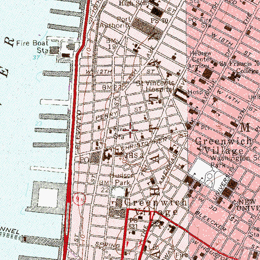 Topographic Map of New York Police Department 6th Precinct Station, NY