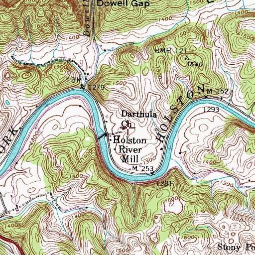 Topographic Map of Darthula Baptist Church Cemetery, VA