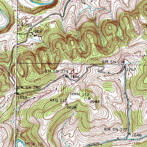 Topographic Map of Davis Cemetery, VA