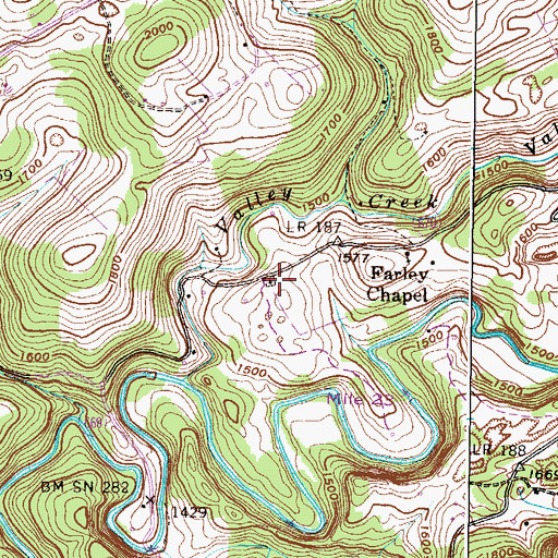 Topographic Map of Dougherty Cemetery, VA